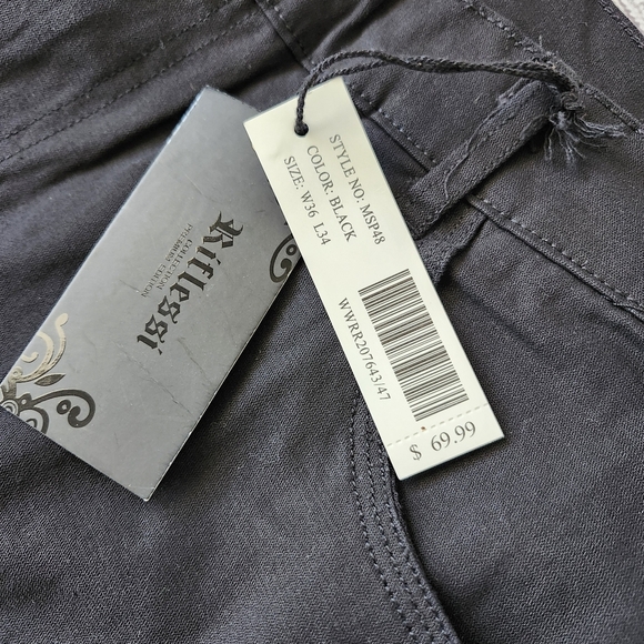 Men's Water Resistant Black Pants With Zipper Pockets - Picture 4 of 11